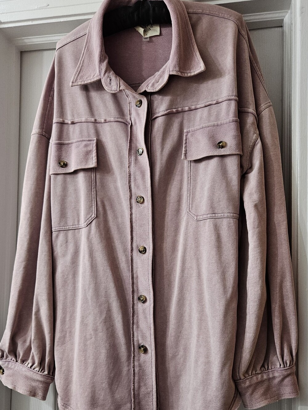 Washed Rose Utility Jacket with Button Front